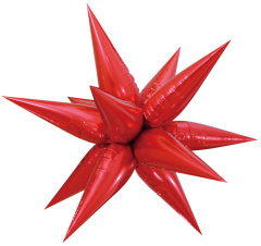 Шар 3D (26''/66 см) Звезда, Составная, Красный, 1 шт. в уп.