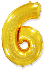 Ф Шар (40''/102 см) Цифра 6/9, Золото, 1 шт. в уп.