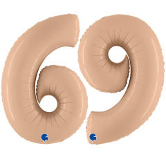 G Шар (40''/102 см) Цифра 6/9, Бежевый, Сатин, 1 шт. в уп.